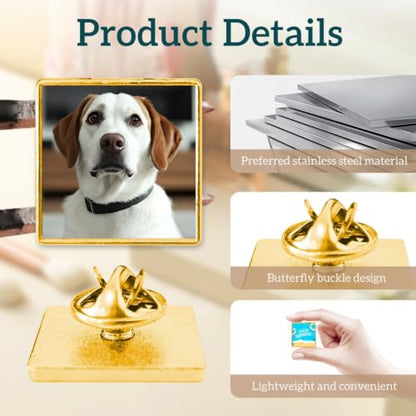 Custom Pins with Logo - Customized Buttons for men Women Customized pin - color: Square and Gold