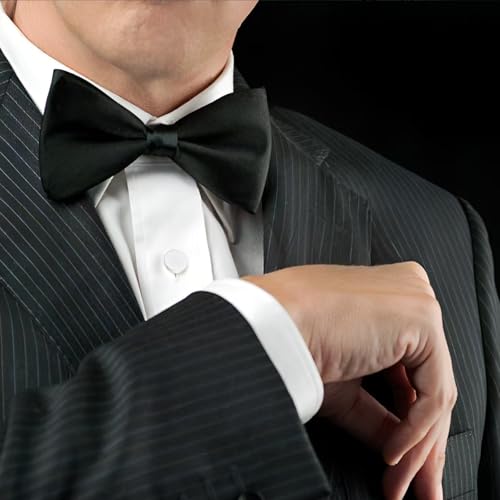 Mens Cufflinks and Tuxedo Shirt Studs Set with Gift Box - color: Silver