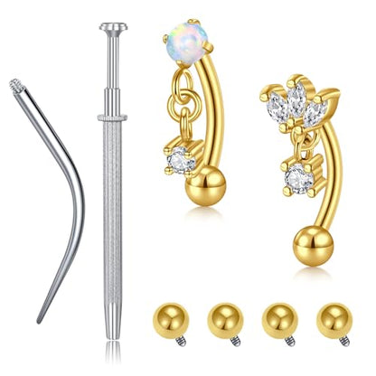 VCMART 16g Rook Earring Piercing Jewelry Stainless Steel Curved Barbell Ear Rook Daith Surface Tragus Eyebrow Rings Piercing Jewelry Vertical Labret Lip Jewelry Small Belly Button Ring for Women Men - color: 2 -gold