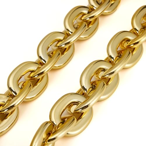 Passed colorfast test 39-inch Large Plastic Chain Necklace with Gift Box | 2/4 Pack with Gift Box,Gold Plastic Chain,Hip Hop Rapper Style, Fade Resistant,Detachable,for Parties, Awards,Prizes, Unisex - color: Gold