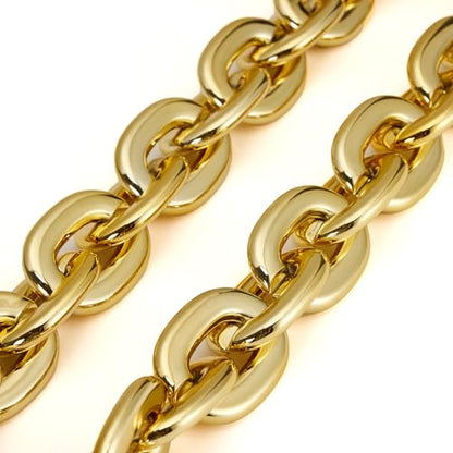 Passed colorfast test 39-inch Large Plastic Chain Necklace with Gift Box | 2/4 Pack with Gift Box,Gold Plastic Chain,Hip Hop Rapper Style, Fade Resistant,Detachable,for Parties, Awards,Prizes, Unisex - color: Gold