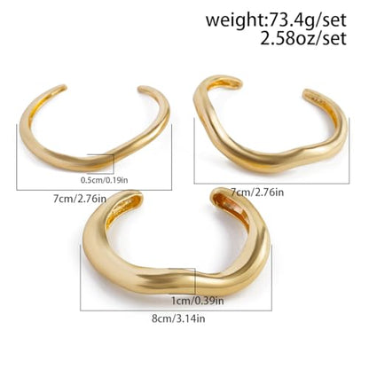 Chunky Gold Bangle Bracelets for Women Stack Wide Wrist Bracelets Gold Stackable Bracelets Jewelry - style: gold 5