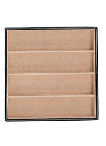 Glenor Co Jewelry Organizer Tray - Set of 2 - Stackable 8 Slots Jewelry Storage Trays - Display on Dresser or Drawer - for Necklace & Bracelet - Compatible with Other Trays - Black - size: Square - 4 Rectangle Slot x 2