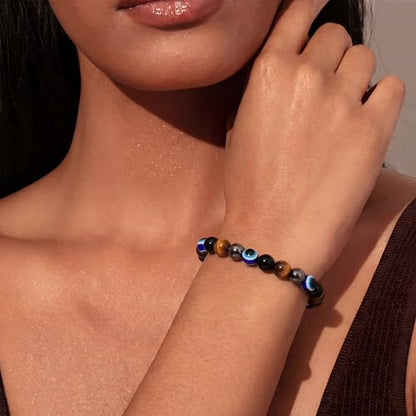 Fesciory Evil Eye Bracelet for Women, Gold Plated Adjustable Chain Jewelry | Blue Evil Eye Charm Bracelet, Lucky Amulet Symbolism, Dainty Adjustable Chain, Daily wear, Jewelry gifts - color: Blue-1