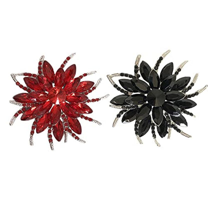 seven wolves Women's Austrian Crystal Brooch Wedding Flower Leaf Bouquet Brooch - color: 2-Black Red