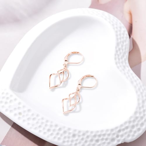 Leverback Earrings Dangle Earrings for Women Dangly Earrings Anniversary Birthday Gifts for Women - style: Double Linear-Rose Gold