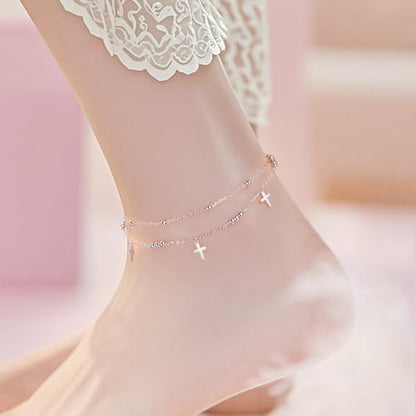 Anklet for Women S925 Sterling Silver Adjustable Foot Plus Ankle Bracelet - style: Anklet2