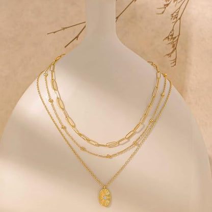 XIXINI Layered Necklaces for Women, Dainty Gold Necklace Stack 14k Gold Plated Layering Pendant Necklace Set Simple Statement Gold Necklaces for Women Trendy Fashion Waterproof Gold Jewelry - color: Gold-Set 6