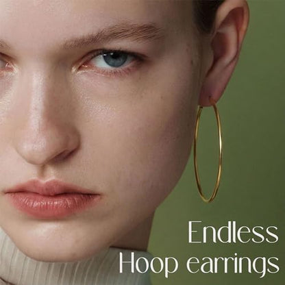 Gold Hoop Earrings for Women Hypoallergenic 925 Sterling Silver Post Hoops Earrings Lightweight Thin Large Big Hoop Earring 30/40/50/60/70mm - color: Gold 50mm