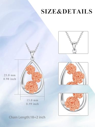 12 Month Birth Flower Necklace for Women 925 Sterling Silver Floral Teardrop Pendant Birthday Jewelry Gifts - color: 01. January Carnation