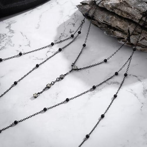 Body Chain Jewelry for Women Rhinestone Back Chain Necklace for Backless Dress Backdrop Chain Necklaces for Women - color: Black Body Chain