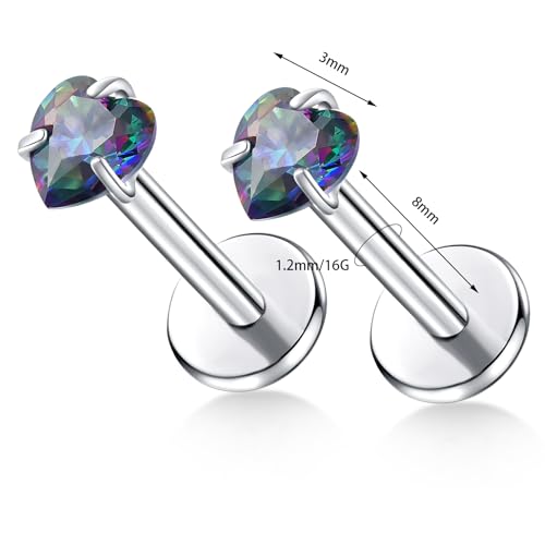 BelezaDosas G23 Titanium Labret Studs Threadless 16G Lip Rook Lobe Tragus Helix Cartilage Push Back Earring Piercing Jewelry - style: 1 piar love vm