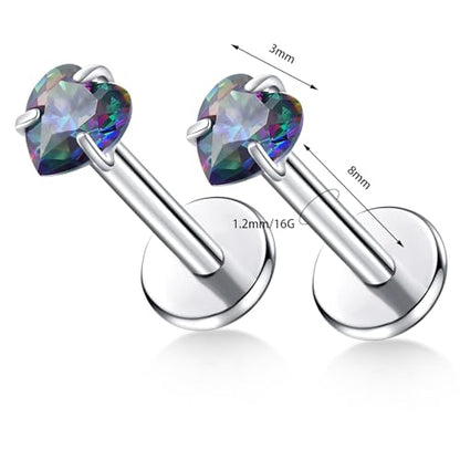 BelezaDosas G23 Titanium Labret Studs Threadless 16G Lip Rook Lobe Tragus Helix Cartilage Push Back Earring Piercing Jewelry - style: 1 piar love vm