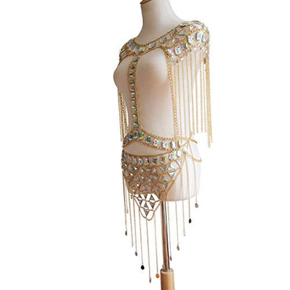 Women's Sexy Suit Body Chain - color: Gold Color-Small Waistcoat Waist Chain Body Chain Suit-7
