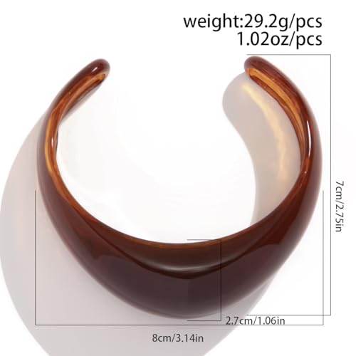 Colorful Acrylic Resin Open Cuff Bracelets Simple Transparent Chunky Thick Bangle Statement Irregular Geometric Resin Wide Wristband Chunky Acetate Wrap Cuff Bracelets - color: White