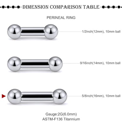 16G-2G ASTM F136 Titanium Internally Threaded Nipple Tongue Rings Piercing Jewelry Straight Industrial Earring Barbell G23 Titanium Nipple Tongue Bars Piercing Jewelry for Women Men 12MM-40MM - style: 2G, 16mm Length, 10mm Ball