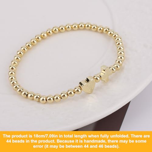 Mikovivi Women's Cross Bracelet with Initial Beads, Elastic Heart Alphabet Charm Stackable Beaded Bracelet Religious Christian Jewelry Gift - style: Letter Q