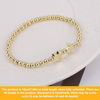Mikovivi Women's Cross Bracelet with Initial Beads, Elastic Heart Alphabet Charm Stackable Beaded Bracelet Religious Christian Jewelry Gift - style: Letter Q