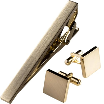[TAVARAT] Tie Clip Tie Clips for Men Black Silver Tie Bar Tie Pin Tps-043 - style: Cufflinks set (ligh gold)