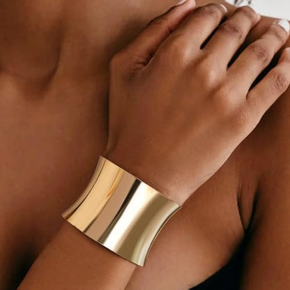 4Pcs Chunky Gold Cuff Bracelects for Women Gold Bangles Irregular Minimalist Statement Bangle Bracelets Set Open Wide Bangle Upper Arm Cuff Jewelry - color: Gold-A