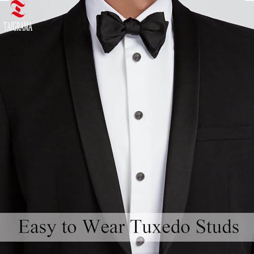 Cuff Links Mens and Tuxedo Studs Set, TAIGRAMA Gun Black Cufflinks for Men and Tuxedo Buttons Initial Tux Shirt Studs Personality Black Mother of Pearl for Formal Shirt Kit Business or Wedding - style: Letter B