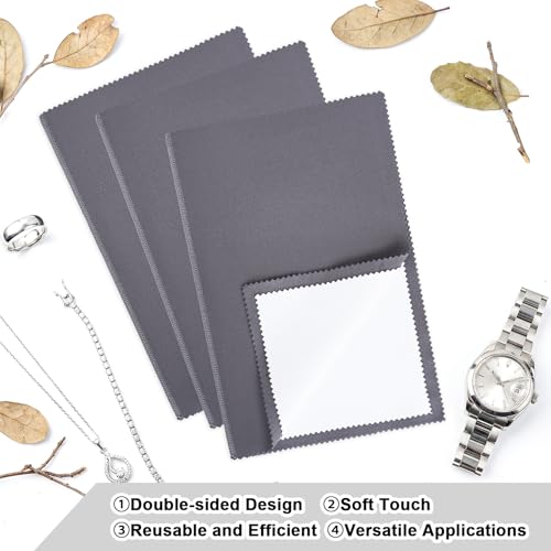 3pcs Polishing Cloth for Jewelry Cleaning Four-Layer Double-Sided Silver Cleaning Cloth for Cleaning Gold, Silver, Diamond, Gemstones, Coins, Platinum Jewelry - color: Dark Gray