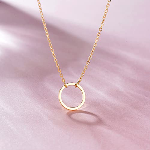 Fettero Pendant Necklace Gold Choker Layered Coin Open Karma Circle Full New Crescent Moon 14K Gold Plated Simple Dainty Necklaces for Women Jewelry Gift - style: Karma Circle