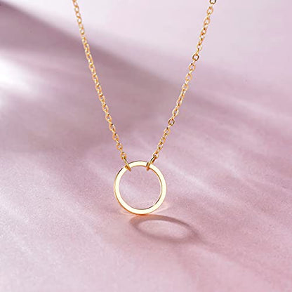 Fettero Pendant Necklace Gold Choker Layered Coin Open Karma Circle Full New Crescent Moon 14K Gold Plated Simple Dainty Necklaces for Women Jewelry Gift - style: Karma Circle