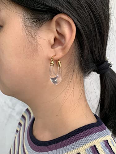 Acrylic Hoop Earrings Geometric Resin Minimalist Statement Chunky Hoops for Women - style: A: oval