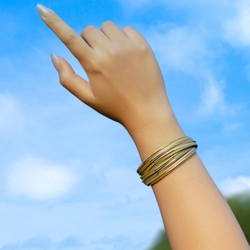 Gold Tube Leather Wrap Bracelets Boho Chunky Stackable Layered Western Cuff | Stacked Bohemian Cool Magnetic Clasp Bangles Statement Cowgirl Hippie Country Festival Accessories for Women Trendy - color: Sand