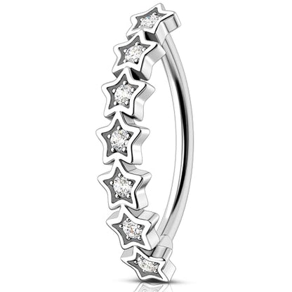 Melighting Star Belly Button Ring 14G Reverse Belly Ring Stainless Steel 316L 10/12/14/16 mm Belly Piercing Clicker Clear CZ Belly Piercing Jewelry for Women