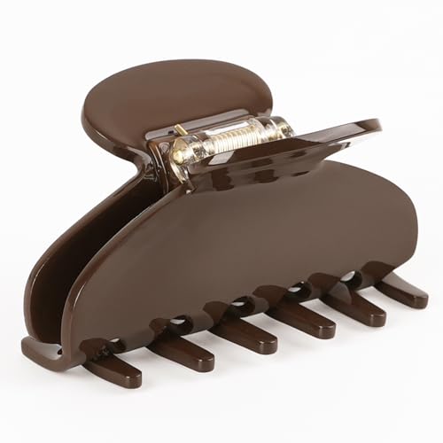 MAORULU Medium Cute Acetate Hair Claw Clips for Women Girls, 3 Inch Claw Clips for Thin & Medium Thick Hair, Durable French Banana Clip with Gift Box (Dark Brown) - color: Dark Brown