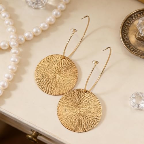 Gold Dangle Earrings for Women Long Statement Drop Boho Gold Chandelier Disc Tassel Earrings Dangle for Party Wedding Trendy Jewelry Gifts - color: A3-Gold Hoop
