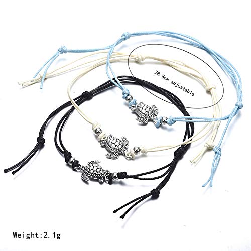 Softones Blue Starfish Turtle Anklet Multilayer Charm Beads Sea Handmade Boho Anklet Foot Jewelry for Women - style: A:Turtle 4