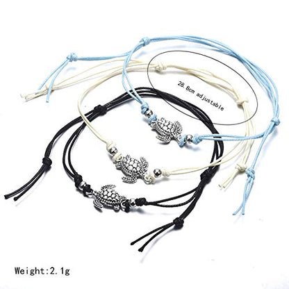 Softones Blue Starfish Turtle Anklet Multilayer Charm Beads Sea Handmade Boho Anklet Foot Jewelry for Women - style: A:Turtle 4