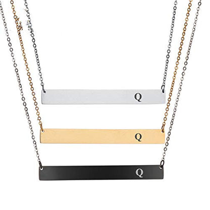 LiFashion LF Womens Stainless Steel A-Z Initial Bar Necklace Horizontal Bar Necklace Alphabet Letters Pendant Necklace for Mom,Daughter,Wife,Girlfriend,Sister,Best Friend,Silver Gold Black Color,40mm - style: Gold - Letter Q
