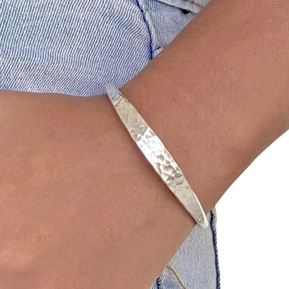 925 Sterling Silver Hammered Cuff Bangle Bracelet for unisex, Slender Skinny Stackable Adjustable Bangles, Stacking Bracelets, Handmade Hammered Bangle Bracelet BY ISHU JEWELLER - size: 8.5 inch