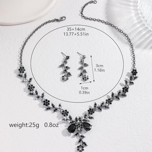 CSIYANJRY99 Silver Prom Jewelry Set Gold Wedding Jewelry Sets for Brides Necklace and Earring Bracelet Rhinestone Prom Party Costume Accessorie - color: A-Black