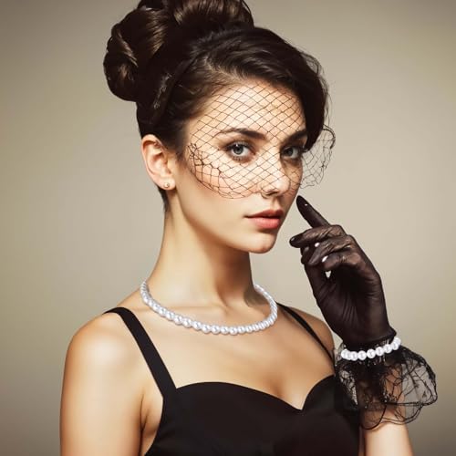 12 Pcs White Pearls Necklace Set 8mm Faux Pearl Necklace and Earring Set for Women Imitation Pearls Necklaces Dangle Earrings Bracelets Costume Jewelry Sets for Wedding Bridal Shower Birthday Gifts