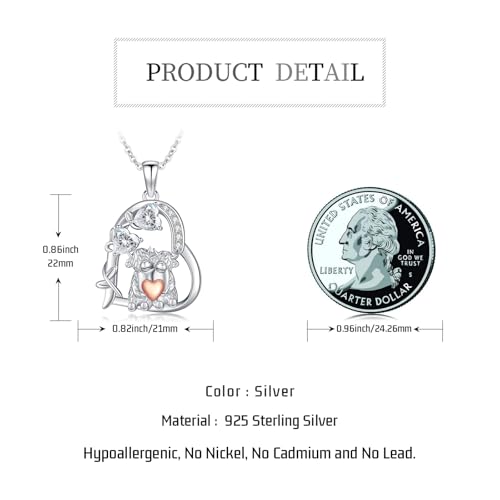 Heart Animal Necklace 925 Sterling Silver Cute Animal Pendant Jewelry Birthday Gifts for Women Girlfriend Mom Animal Lovers - style: 3-3 Highland Cow