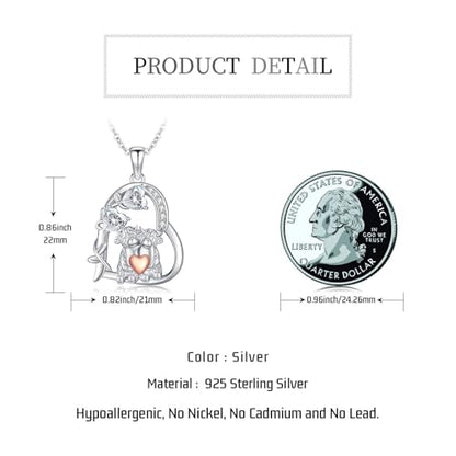 Heart Animal Necklace 925 Sterling Silver Cute Animal Pendant Jewelry Birthday Gifts for Women Girlfriend Mom Animal Lovers - style: 3-3 Highland Cow