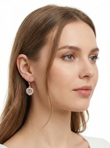 18K Gold Plated Flower Dangle Earrings for Women, Hypoallergenic Cubic Zirconia Earrings, Elegant CZ Drop Earrings, Statement Jewelry Gifts Party Fashion - style: OBS3143_Gold_White