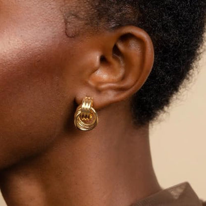 Geometric Rectangle Gold Plated Stud Earrings Irregular Hammered Chunky Statement Square Earrings for Women Trendy - color: Gold Mini