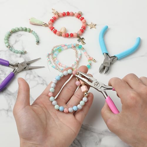 Mr. Pen- Pliers for Jewelry Making, 3 Pack, Chain Nose | Round Nose Pliers Set and Wire Cutter for Beading, Wire Wrapping, Jump Rings, Jewelry Repair, Crafting, DIY - color: Candy Colors