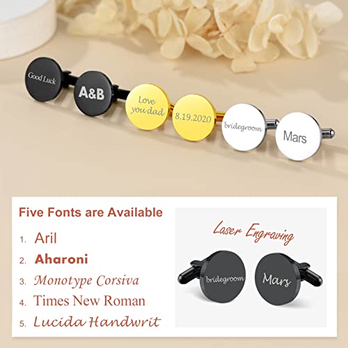 Custom4U Custom Photo Cufflinks for Men Father of the Bride Gifts - color: G-Custom Text-Gold