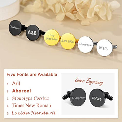 Custom4U Custom Photo Cufflinks for Men Father of the Bride Gifts - color: G-Custom Text-Gold