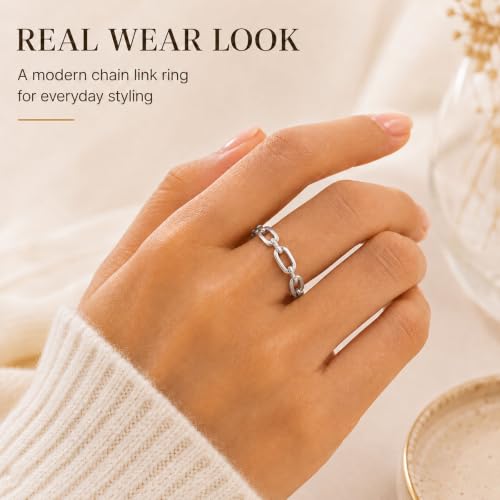 VNOX 18K Gold Plated/Silver Stainless Steel Cuff Link Ring for Women - color: Silver-Link