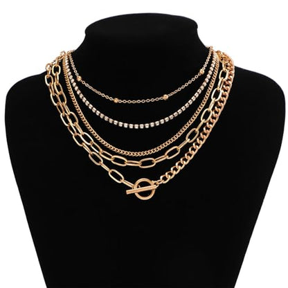 Gold Stack Necklace Chunky Necklaces for Women Trendy Coin Pendant Long Necklaces Western Jewelry for Women Cowgirl Cowboy Chic Country Outfit Boho Accessories Birthday Jewelry Gifts - color: F Gold Layered Necklaces Set