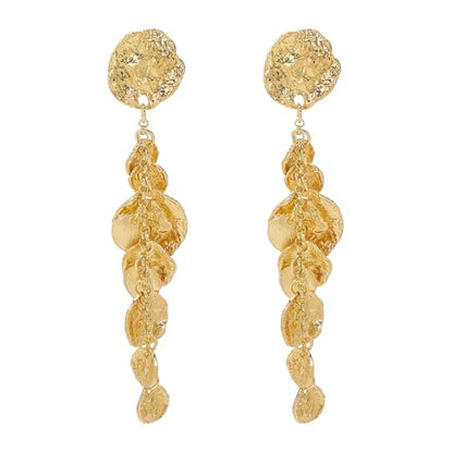 14K Gold Irregular Round Dangle Earrings for Women,Unique Statement Long Geometric Tassel Hanging Earrings Charm Anniversary Party Jewelry Gifts - color: Gold