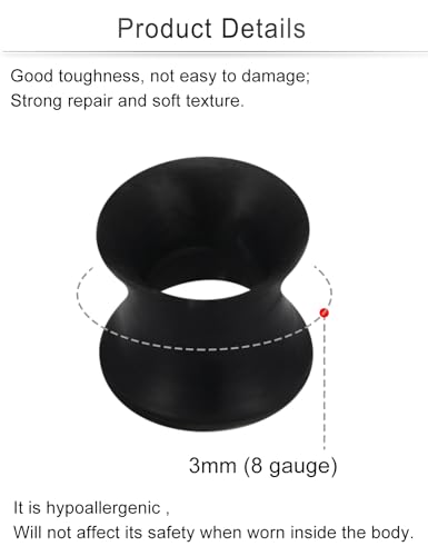 Cisyozi 10G-50mm Thin Silicone Gauges for Ear Flexible Double Flare Gauges Tunnels Expander Stretching Gauge Earlets Plugs Gauges Kit Earlets Retainer Same Sizes 3 Colors - style: 8 Guage = 3mm